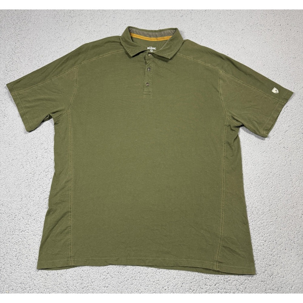 Kuhl Polo Shirt Mens 2XL Green Wildfibre Organic Cotton Hiking Outdoor